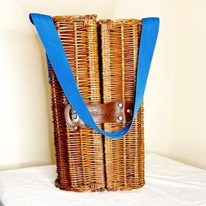 Grey Goose Wicker Carrying Basket picnic blue strap cross body
